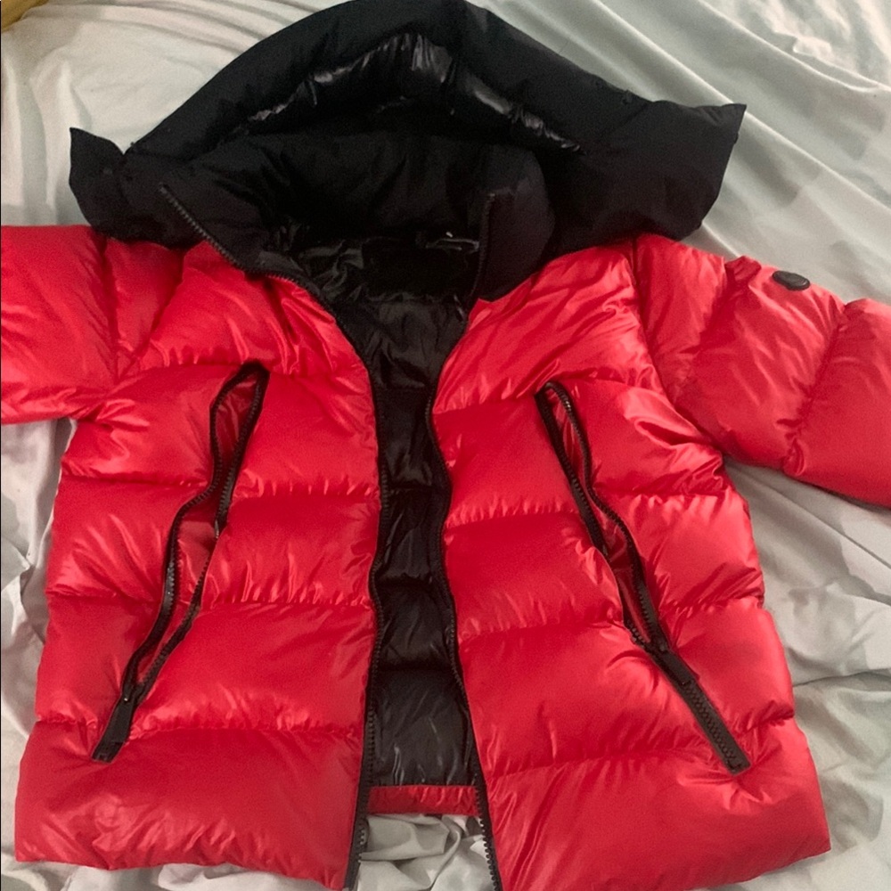 Moncler Red and Black Puffer Jacket